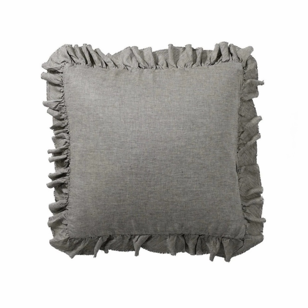 Maison de Vacances 4-Pack Grey Boho Washed Linen Euro Pillow Cases 65x65 cm NWT